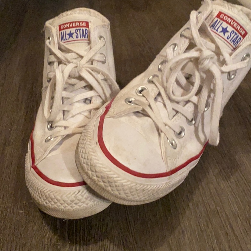 White, mid- top converse. Gently worn.